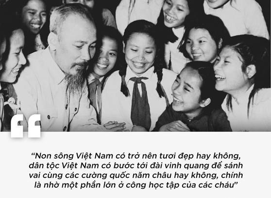 Đây là lời Bác viết trong thư gửi học sinh nhân ngày khai trường đầu tiên của nước Việt Nam Dân chủ Cộng hòa năm 1946. Lời gửi gắm này thường được in trên tấm bảng gắn trong các lớp học và được các thế hệ học sinh Việt Nam ghi nhớ.