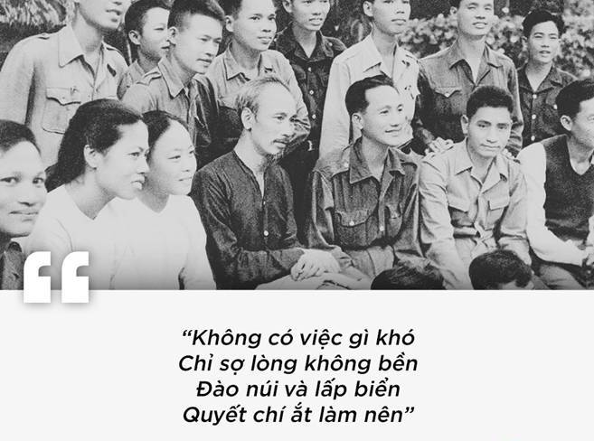Năm 1950, Bác Hồ đến thăm Liên phân đội thanh niên xung phong 312 đang làm nhiệm vụ bảo vệ cầu Nà Cù (thuộc huyện Bạch Thông, tỉnh Bắc Kạn), nằm trên tuyến đường từ thị xã Bắc Kạn đi Cao Bằng. Tại đây, Bác đã làm bài thơ trên nhằm khuyến khích người trẻ kiên cường, bền chí.